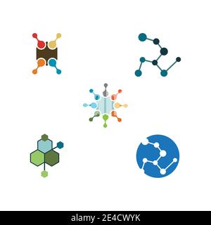 Impostare il modello di logo del simbolo della molecola disegno dell'illustrazione vettoriale Illustrazione Vettoriale