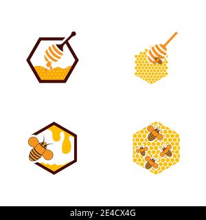 Set modello logo Miele Design concetto di disegno vettoriale Illustrazione Vettoriale