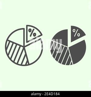 Linea circolare del diagramma e icona continua. Grafico a torta con pittogramma di stile contorno del segno percentuale su sfondo bianco. Circolare presentazione della scuola di affari per Illustrazione Vettoriale