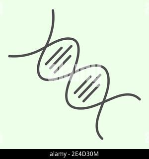 Icona linea sottile molecola DNK. Struttura scientifica di un elemento del DNA delineare un pittogramma di stile su sfondo bianco. Segni di chimica e medicina per Illustrazione Vettoriale