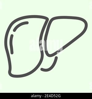 Icona linea fegato. Pittogramma di stile del contorno dell'organo del fegato umano su sfondo bianco. Segni di anatomia e organi per il concept mobile e il web design Illustrazione Vettoriale