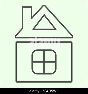 Icona linea sottile casa. Costruzione semplice dell'edificio o simbolo della casa pittogramma di stile contorno su sfondo bianco. Cartelli per la costruzione di edifici e immobili Illustrazione Vettoriale