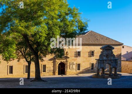 Fuente de Santa Maria in Piazza Santa Maria, Seminario de San Felipe Neri Università Internazionale di Andalusia Antonio Machado. Baeza, UNESCO mondo H Foto Stock