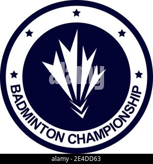 Modello vettoriale per il design del logo del campionato badminton Illustrazione Vettoriale