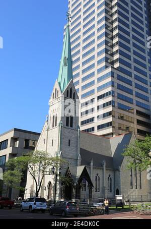 INDIANAPOLIS, INDIANA, USA-MAGGIO 24: Cattedrale della Chiesa di Cristo situata al Monument Circle.Maggio 24,2016 a Indianapolis, Indiana, USA. Foto Stock