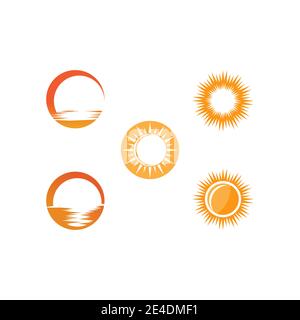 Impostare il design del modello del logo dell'icona dell'illustrazione di Sun Vector Illustrazione Vettoriale