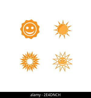 Impostare il design del modello del logo dell'icona dell'illustrazione di Sun Vector Illustrazione Vettoriale