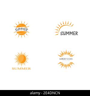 Impostare il design del modello del logo dell'icona dell'illustrazione di Sun Vector Illustrazione Vettoriale