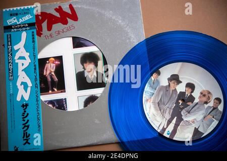 Edizione limitata blu vinile giapponese importazione dei singoli da La band Giappone Foto Stock