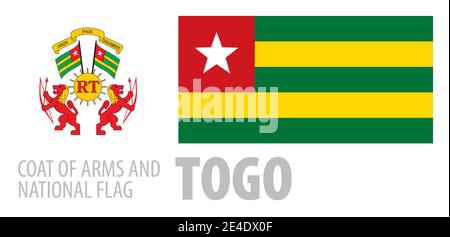 Insieme vettoriale dello stemma e della bandiera nazionale Del Togo Illustrazione Vettoriale