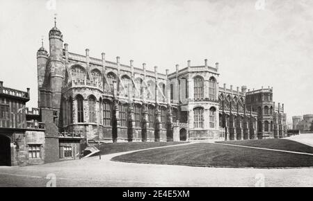 Fotografia d'epoca del XIX secolo: Fronte sud della Cappella di San Giorgio, Windsor. Foto Stock