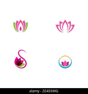 Imposta Beauty Vector fiori di loto logo disegno icona modello Illustrazione Vettoriale