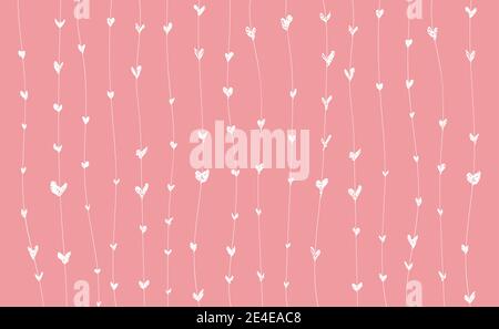 Sfondo rosa astratto con cuori dipinti di bianco - illustrazione vettoriale Illustrazione Vettoriale