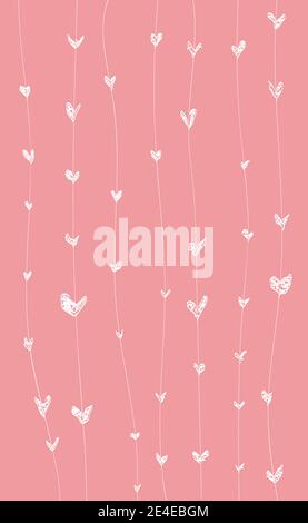 Sfondo rosa astratto con cuori dipinti di bianco - illustrazione vettoriale Illustrazione Vettoriale