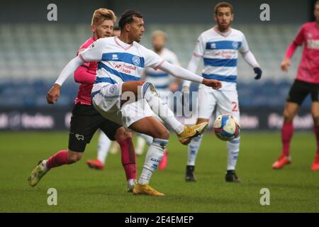 Londra, Regno Unito. 22 gennaio 2021. LONDRA, INGHILTERRA. 23 GENNAIO durante la partita del campionato Sky Bet tra Queens Park Rangers e Derby County al Kiyan Prince Foundation Stadium, Shepherd's Bush, Londra, sabato 23 gennaio 2021. (Credit: Federico Maranesi | MI News) Credit: MI News & Sport /Alamy Live News Foto Stock