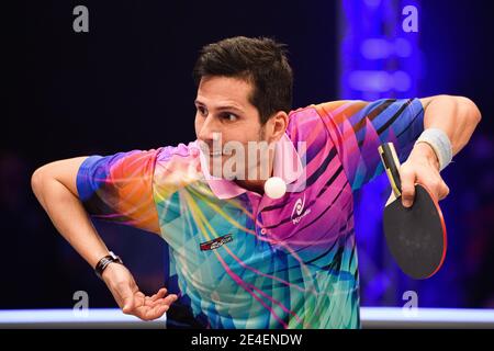 COVENTRY, REGNO UNITO. 23 gennaio 2021. Oriol Monzo (ESP) durante il 2021 World Ping Pong Masters alla Ricoh Arena sabato 23 gennaio 2021 a COVENTRY, INGHILTERRA. Credit: Taka G Wu/Alamy Live News Foto Stock