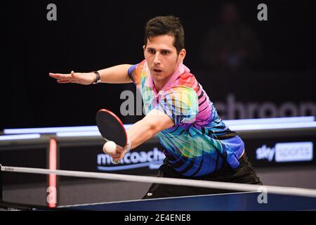 COVENTRY, REGNO UNITO. 23 gennaio 2021. Durante il 2021 World Ping Pong Masters alla Ricoh Arena sabato 23 gennaio 2021 a COVENTRY, INGHILTERRA. Credit: Taka G Wu/Alamy Live News Foto Stock