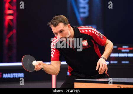 COVENTRY, REGNO UNITO. 23 gennaio 2021. Durante il 2021 World Ping Pong Masters alla Ricoh Arena sabato 23 gennaio 2021 a COVENTRY, INGHILTERRA. Credit: Taka G Wu/Alamy Live News Foto Stock