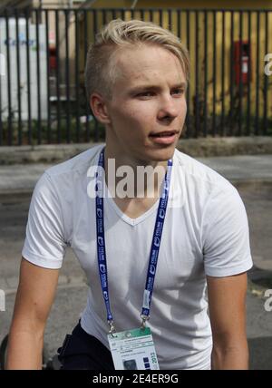 Ciclista Linas Rumsas dalla Lituania ai Campionati Mondiali di strada UCI 2013 in Toscana (Italia). Foto Stock