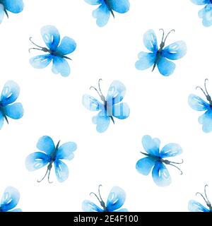 Farfalle primavera sfondo, primavera biglietti d'auguri Watercolor floreale botanico Foto Stock