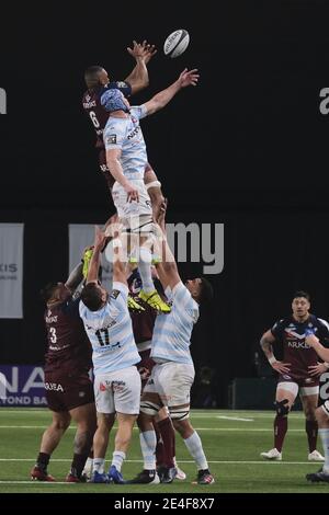 Nanterre, Hauts de Seine, Francia. 23 gennaio 2021. Union Bordeaux Begles Flanker CAMERON WOKI in azione durante il Campionato Francese di rugby Top 14 tra Racing 92 e Union Bordeaux Begles allo Stadio U Arena di Nanterre - Francia. Bordeaux Begles ha vinto 33:32. Credit: Pierre Stevenin/ZUMA Wire/Alamy Live News Foto Stock