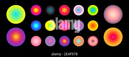 Set di gradienti rotondi con sfondi astratti moderni. Colorate coperture fluide per calendario, brochure, inviti, biglietti. Illustrazione Vettoriale