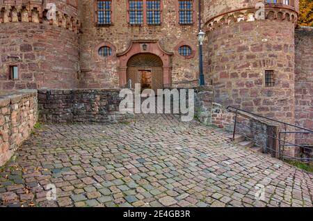 Ingresso al castello di Wertheim nella Germania meridionale Foto Stock