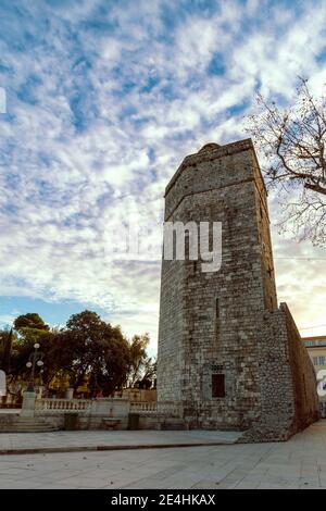 Vecchia storica Torre del Capitano nel centro della città di Zara, Croazia. Foto Stock