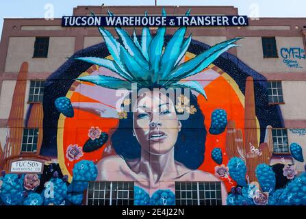 Dea di Agave Mural di Joe Pagac, Tucson, Arizona, USA Foto Stock