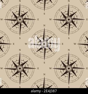 Bussola di navigazione perfetta sfondo pattern illustrazione vettoriale Illustrazione Vettoriale