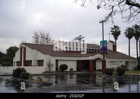 Una visione generale della Chiesa Battista Mandarina della Valle di San Fernando, sabato 23 gennaio 2021, a Northridge, California. Foto Stock