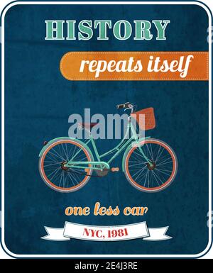 Hipster bicicletta poster promo design illustrazione vettoriale Illustrazione Vettoriale