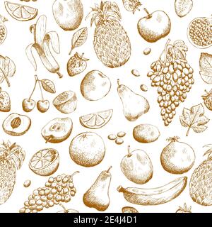 Disegnata a mano frutti pattern perfetta illustrazione vettoriale Illustrazione Vettoriale