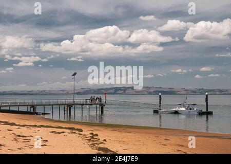 Vacanze estive al mare a Rhyll, Phillip Island, Victoria, Australia Foto Stock