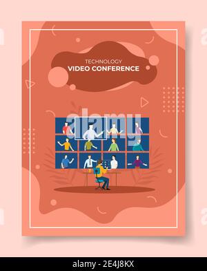 concetto di videoconferenza per modelli di banner, volantino, copertina di libri, illustrazione vettoriale di riviste Foto Stock