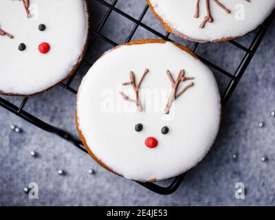 Biscotti di Natale fatti in casa con decorazione di renna Foto Stock