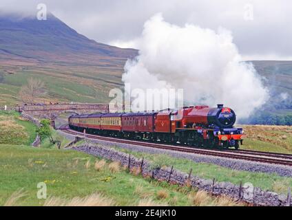 Princess class no 46203 Princess Class Margaret Rose all'AIS Gill, Settle o Carlisle Railway, Cumbria, Inghilterra Foto Stock