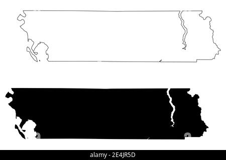 Whatcom County, Stato di Washington (Stati Uniti, Stati Uniti d'America, Stati Uniti, Stati Uniti, Stati Uniti) mappa vettoriale, schizzo scrimolo Whatcom mappa Illustrazione Vettoriale