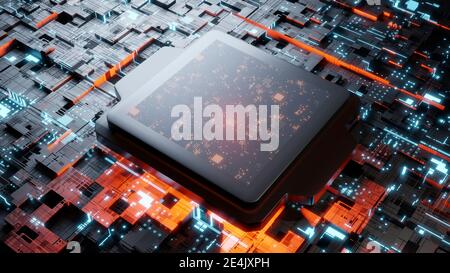 Immagine della CPU sulla scheda madre Foto Stock