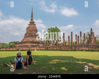 Vista dall'antica città di Sukhothai, Thailandia. Foto Stock