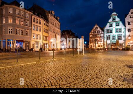 Germania, Erfurt, Domplatz di notte Foto Stock