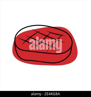 Steak doodle icona per il web e arredamento cucina Illustrazione Vettoriale