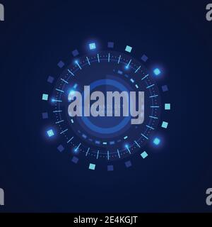 Astratto blu tecnologico dell'interfaccia di potenza modello di design moderno. Design futuristico per background di presentazione techno. Illustrazione Vettoriale