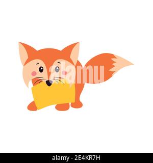 Una volpe. Volpe arancione. FOX può utilizzare un logo o un badge. Illustrazione vettoriale su sfondo bianco isolato. Illustrazione Vettoriale