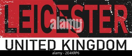 Scritta Leicester in stile originale. Font tipografico della città europea per stampe, pubblicità, identità. Arte turistica disegnata a mano in alto Illustrazione Vettoriale