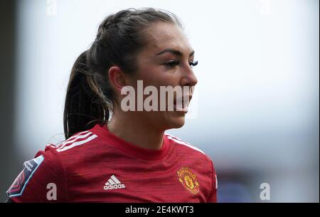 Katie Zelem del Manchester United durante la partita della Super League delle Femminile al Leigh Sports Village Stadium di Manchester. Data immagine: Domenica 24 gennaio 2021. Foto Stock