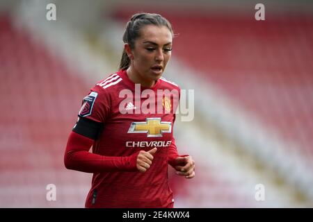 Katie Zelem del Manchester United durante la partita della Super League delle Femminile al Leigh Sports Village Stadium di Manchester. Data immagine: Domenica 24 gennaio 2021. Foto Stock