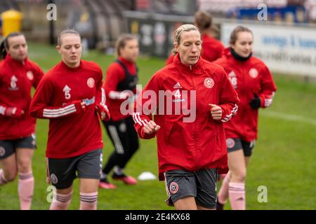 Lewes, Regno Unito. 24 gennaio 2021. Sheffield si è unita in vista della partita del Campionato Femminile tra Lewes e Sheffield unita alla Dripping Pan di Lewes. Credit: SPP Sport Press Photo. /Alamy Live News Foto Stock