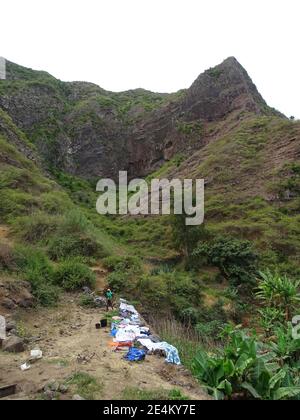 Capo Verde, isola di Santo Antao, lavanderia, culturale. Foto Stock