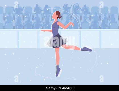 Illustrazione vettoriale a colori piatto per pattinaggio su ghiaccio Illustrazione Vettoriale